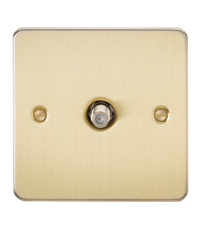 Flat Plate 1G SAT TV Outlet (non-isolated) - Brushed Brass