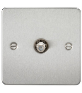 Flat Plate 1G SAT TV Outlet (non-isolated) - Brushed Chrome