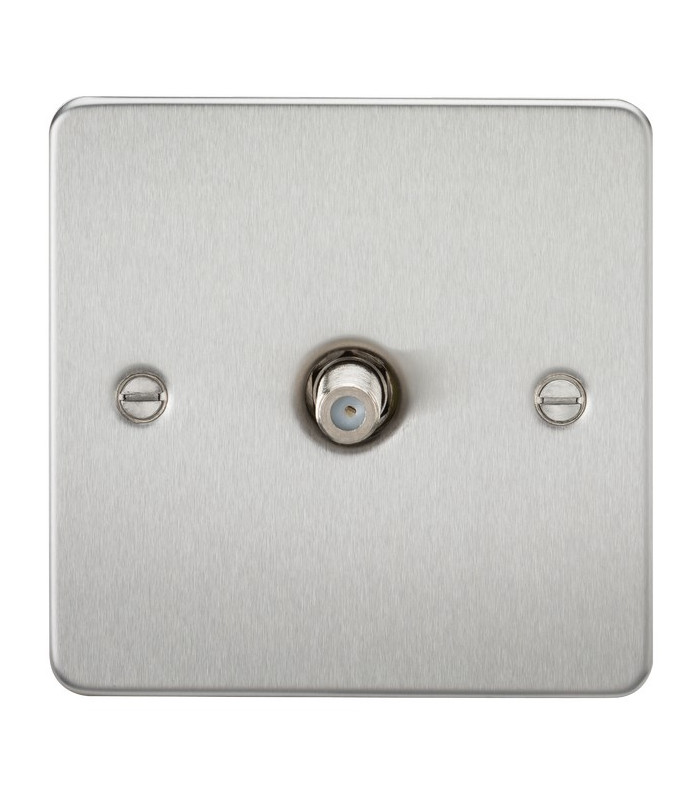 Flat Plate 1G SAT TV Outlet (non-isolated) - Brushed Chrome