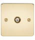Flat Plate 1G SAT TV Outlet (non-isolated) - Polished Brass
