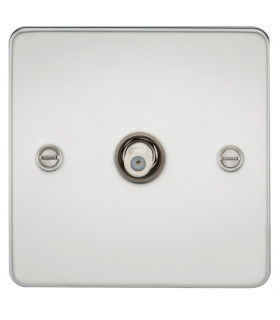 Flat Plate 1G SAT TV Outlet (non-isolated) - Polished Chrome