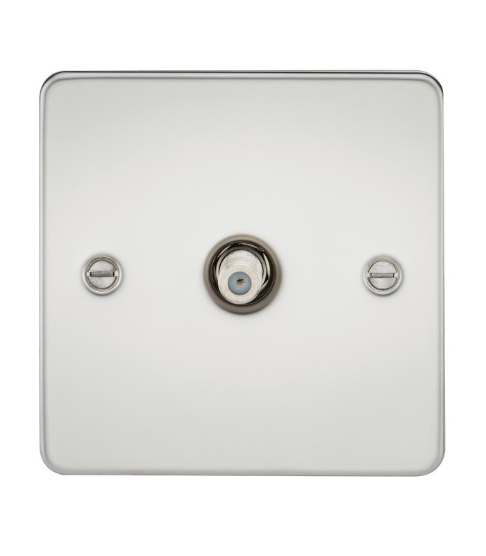 Flat Plate 1G SAT TV Outlet (non-isolated) - Polished Chrome