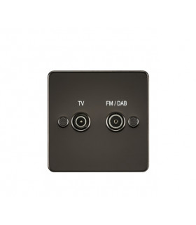 Flat Plate Screened Diplex Outlet (TV & FM DAB) - Gunmetal