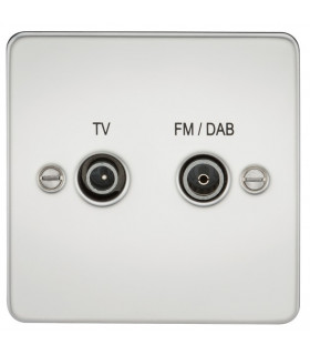 Flat Plate Screened Diplex Outlet (TV & FM DAB) - Polished Chrome