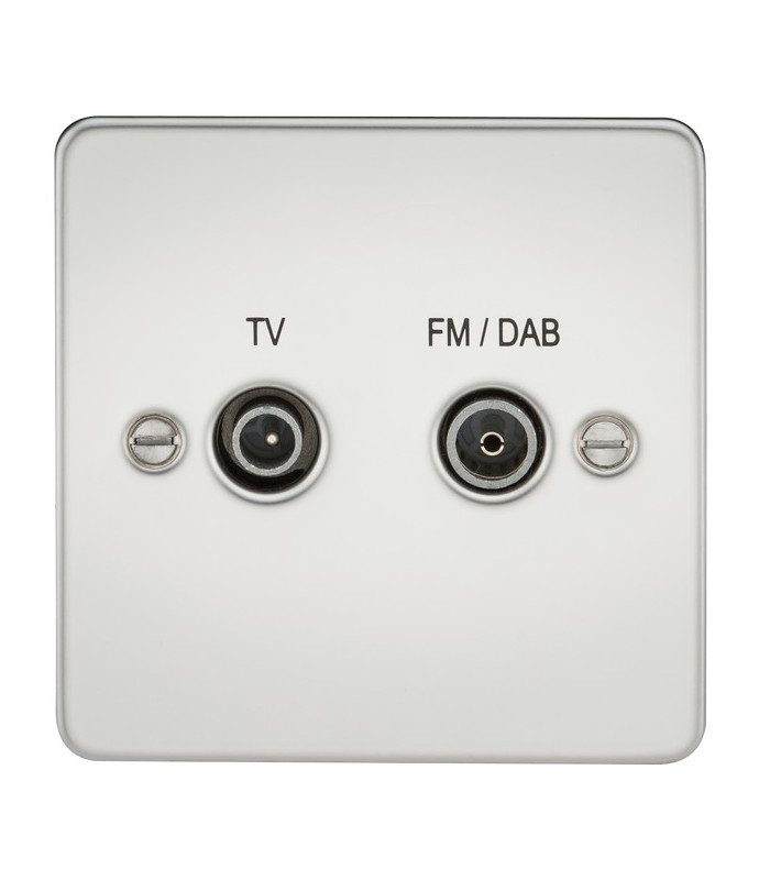 Flat Plate Screened Diplex Outlet (TV & FM DAB) - Polished Chrome
