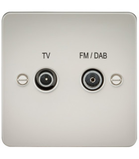 Flat Plate Screened Diplex Outlet (TV & FM DAB) - Pearl