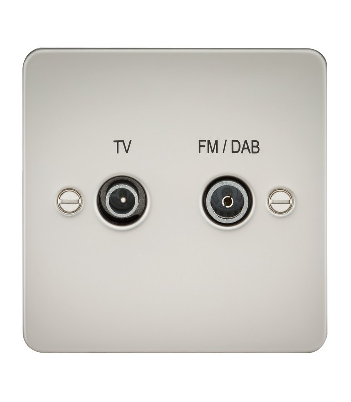 Flat Plate Screened Diplex Outlet (TV & FM DAB) - Pearl
