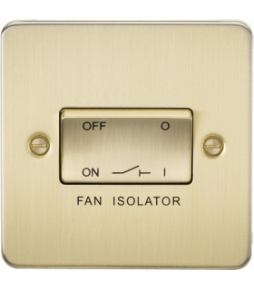 Flat Plate 10AX 3 Pole Fan Isolator Switch - Brushed Brass