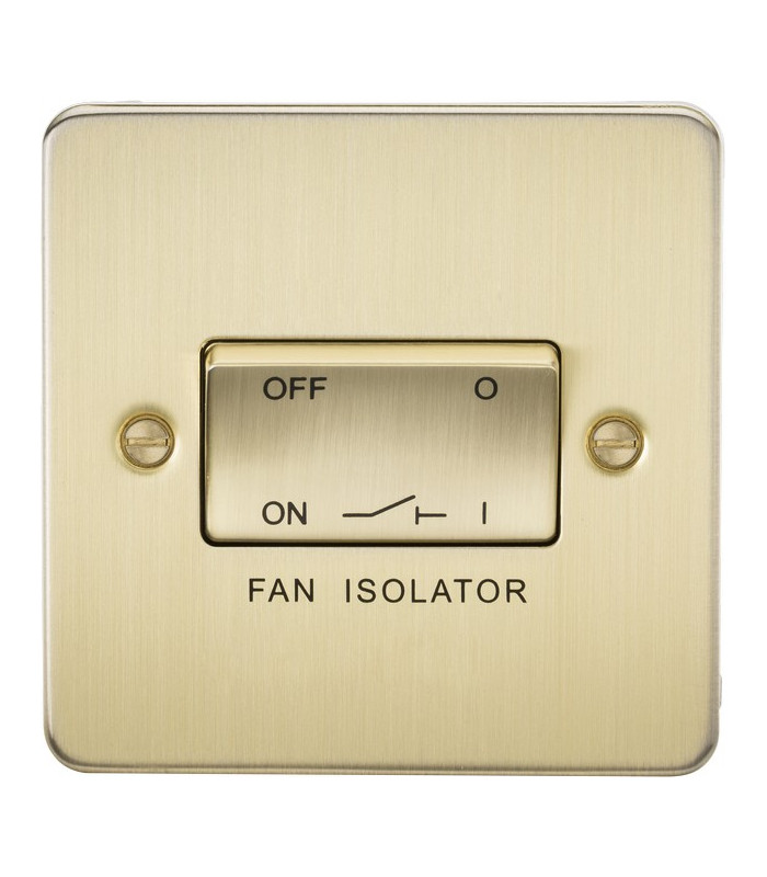 Flat Plate 10AX 3 Pole Fan Isolator Switch - Brushed Brass