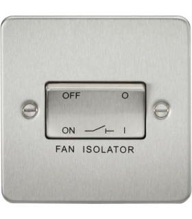 Flat Plate 10AX 3 Pole Fan Isolator Switch - Brushed Chrome