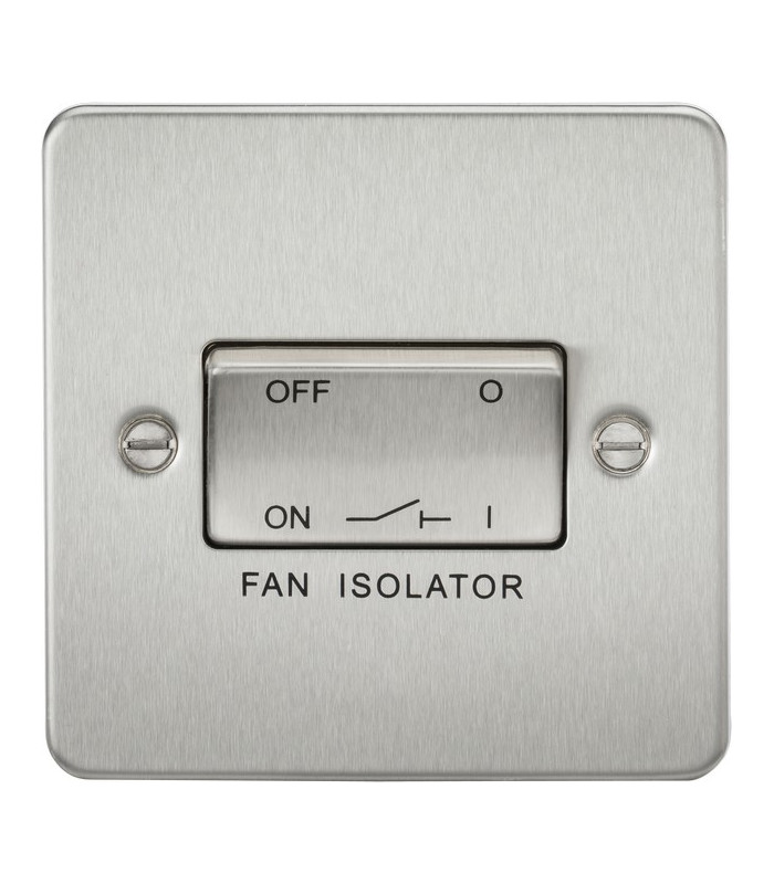 Flat Plate 10AX 3 Pole Fan Isolator Switch - Brushed Chrome