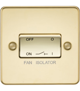 Flat Plate 10AX 3 Pole Fan Isolator Switch - Polished Brass