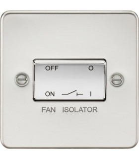 Flat Plate 10AX 3 Pole Fan Isolator Switch - Polished Chrome