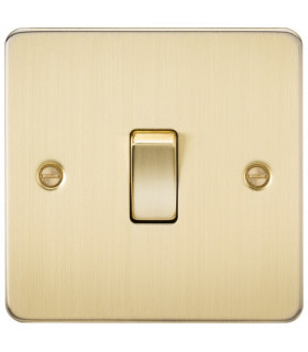 Flat Plate 10AX 1G Intermediate Switch - Brushed Brass
