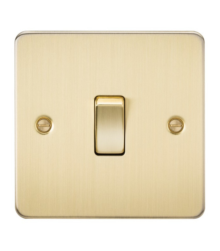 Flat Plate 10AX 1G Intermediate Switch - Brushed Brass