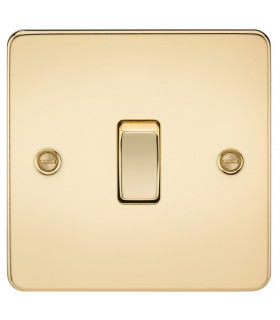 Flat Plate 10AX 1G Intermediate Switch - Polished Brass