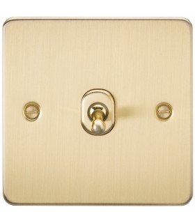 Flat Plate 10AX 1G Intermediate Toggle Switch - Brushed Brass