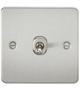 Flat Plate 10AX 1G Intermediate Toggle Switch - Brushed Chrome