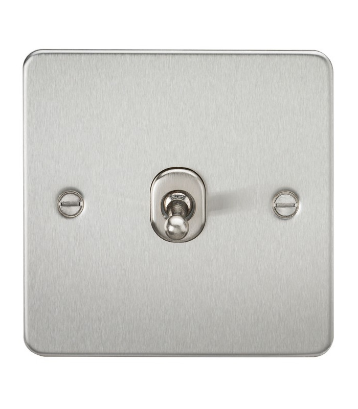 Flat Plate 10AX 1G Intermediate Toggle Switch - Brushed Chrome