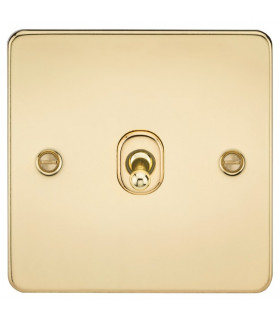 Flat Plate 10AX 1G Intermediate Toggle Switch - Polished Brass