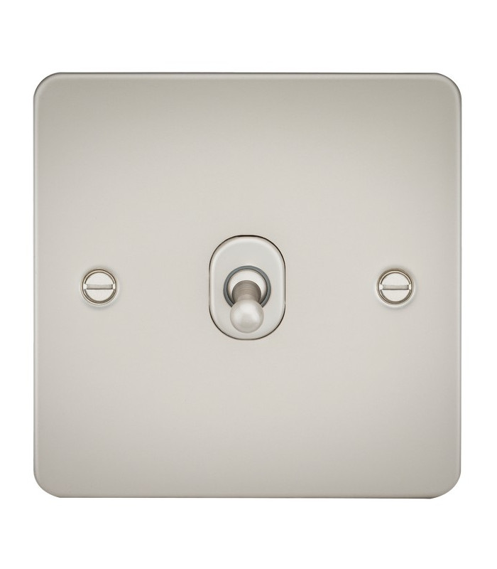 Flat Plate 10AX 1G Intermediate Toggle Switch - Pearl