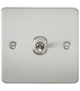 Flat Plate 10AX 1G 2 Way Toggle Switch - Brushed Chrome