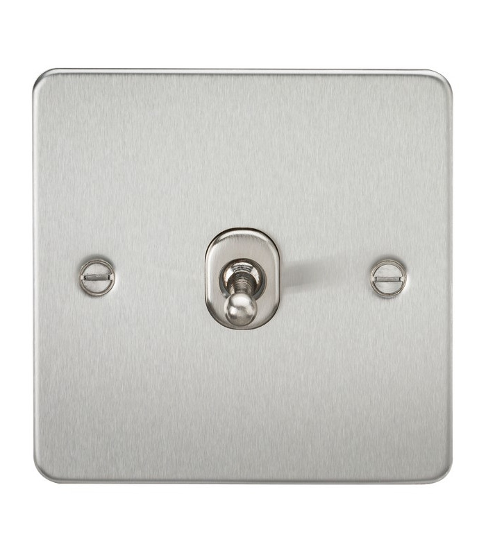 Flat Plate 10AX 1G 2 Way Toggle Switch - Brushed Chrome