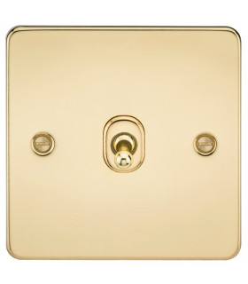 Flat Plate 10AX 1G 2 Way Toggle Switch - Polished Brass