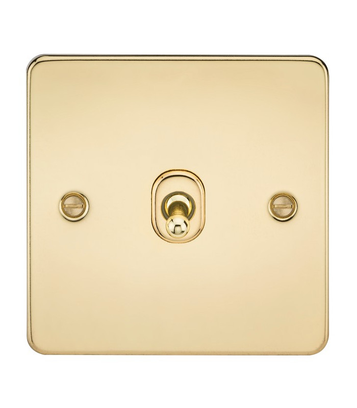 Flat Plate 10AX 1G 2 Way Toggle Switch - Polished Brass