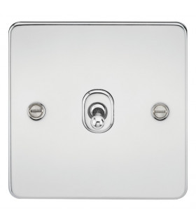 Flat Plate 10AX 1G 2 Way Toggle Switch - Polished Chrome