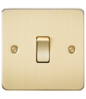 Flat Plate 10AX 1G 2 Way Switch - Brushed Brass
