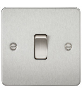 Flat Plate 10AX 1G 2 Way Switch - Brushed Chrome