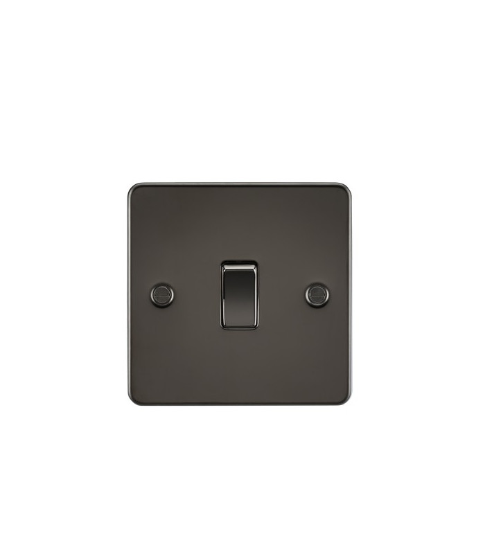 Flat Plate 10AX 1G 2 Way Switch - Gunmetal