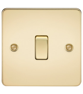 Flat Plate 10AX 1G 2 Way Switch - Polished Brass