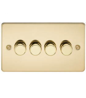 Flat Plate 4G 2 Way Dimmer 60-400W - Polished Brass