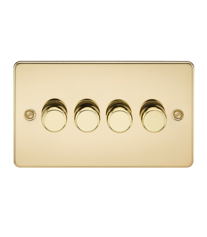 Flat Plate 4G 2 Way Dimmer 60-400W - Polished Brass