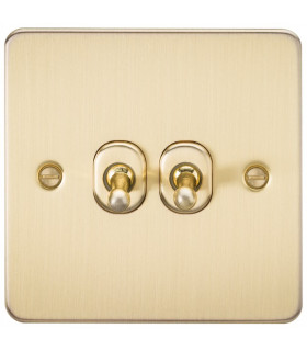Flat Plate 10AX 2G 2-way toggle switch - brushed brass