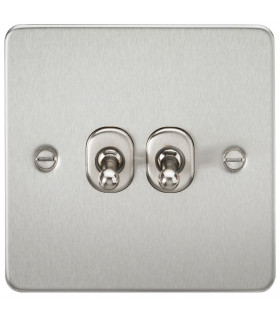 Flat Plate 10AX 2G 2-way toggle switch - brushed chrome