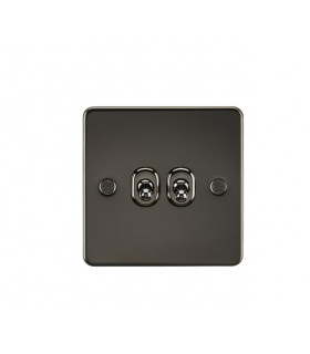 Flat Plate 10AX 2G 2-way toggle switch - gunmetal