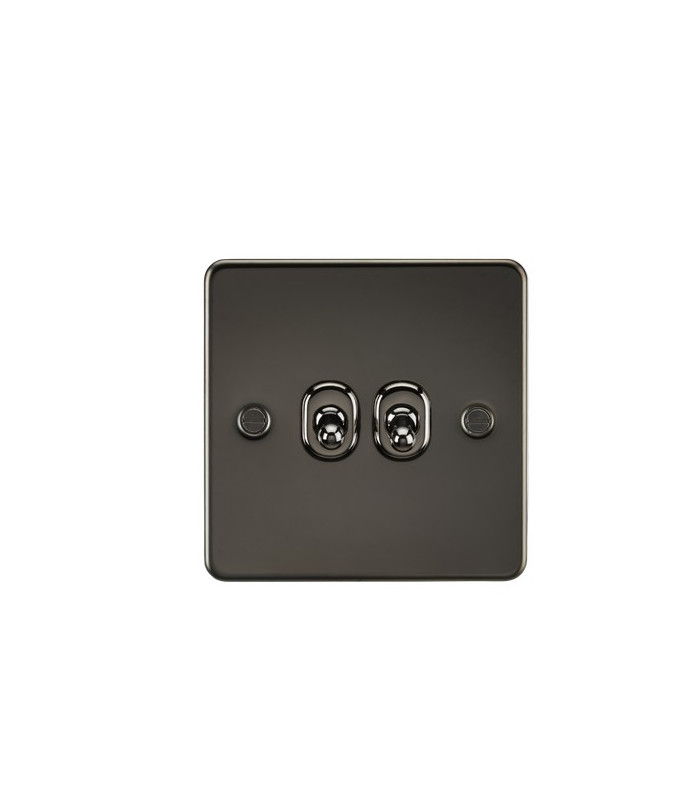 Flat Plate 10AX 2G 2-way toggle switch - gunmetal