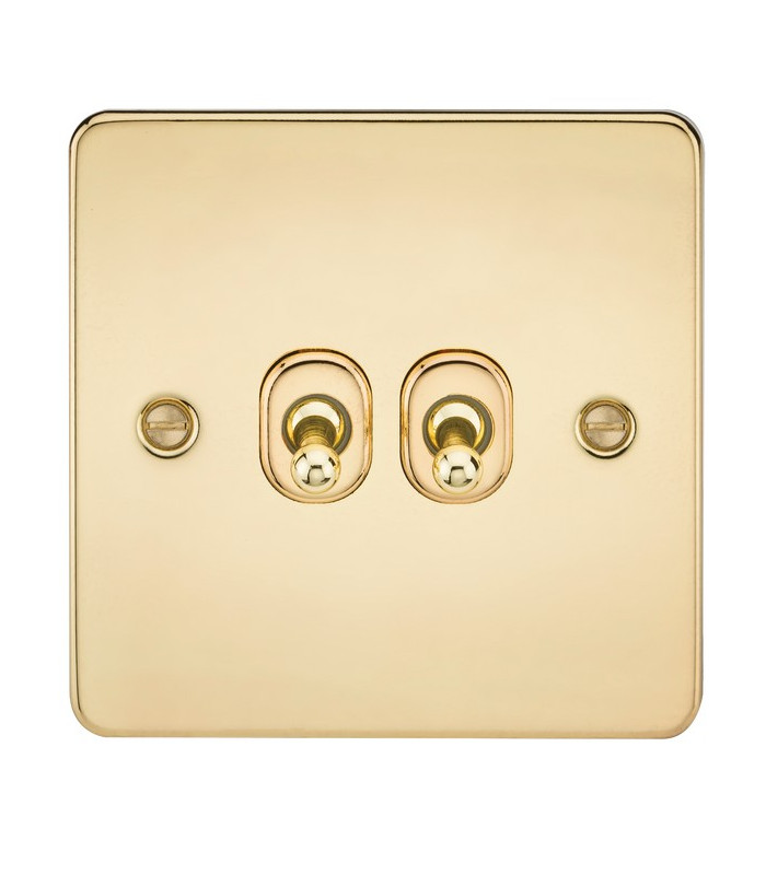 Flat Plate 10AX 2G 2-way toggle switch - polished brass