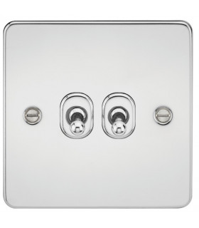 Flat Plate 10AX 2G 2-way toggle switch - polished chrome