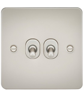 Flat Plate 10AX 2G 2-way toggle switch - pearl