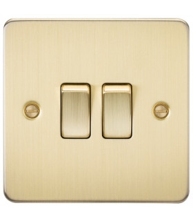 Flat Plate 10AX 2G 2-way switch - brushed brass