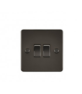 Flat Plate 10AX 2G 2-way switch - gunmetal