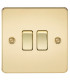 Flat Plate 10AX 2G 2-way switch - polished brass
