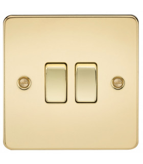 Flat Plate 10AX 2G 2-way switch - polished brass