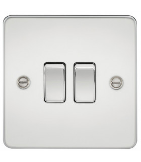 Flat Plate 10AX 2G 2-way switch - polished chrome