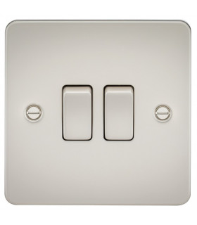 Flat Plate 10AX 2G 2-way switch - pearl