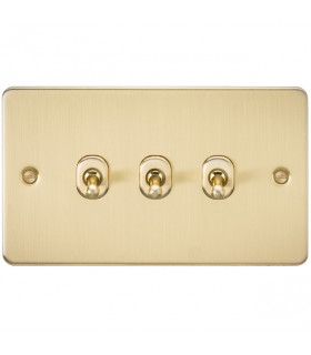 Flat Plate 10AX 3G 2-way toggle switch - brushed brass